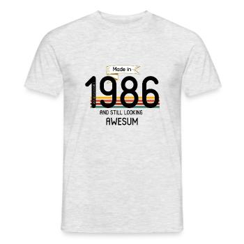 Born in 1986 - Men's T-Shirt - heather grey - Front - AI Model Male 178 dark (178cm)