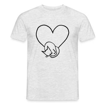 Cats Love Heart Line Art Gift Idea - Men's T-Shirt - heather grey - Front - AI Model Male 178 dark (178cm)