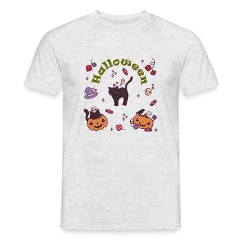 Halloween time. Cat Halloween pumpkin. - Men's T-Shirt - heather grey - Front - AI Model Male 178 dark (178cm)