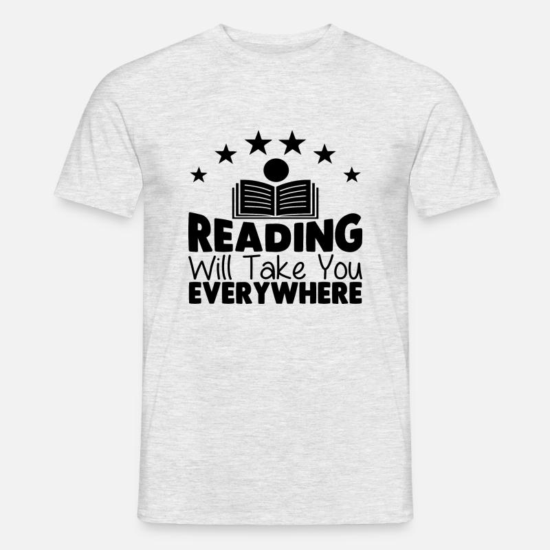 Reading Will Take You Everywhere - Männer T-Shirt - Grau meliert