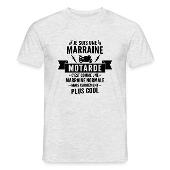 marraine motarde / marraine et moto - T-shirt homme - gris chiné - Devant - AI Model Male 178 dark (178cm)