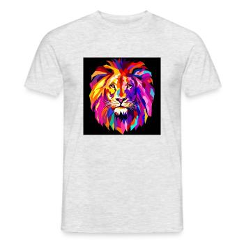 Cool Colourful Lion - Men's T-Shirt - heather grey - Front - AI Model Male 178 dark (178cm)