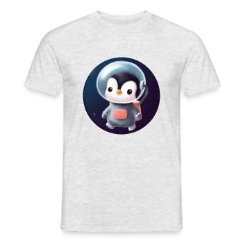 Astronaute pingouin mignon dans l’espace - T-shirt homme - gris chiné - Devant - AI Model Male 178 dark (178cm)