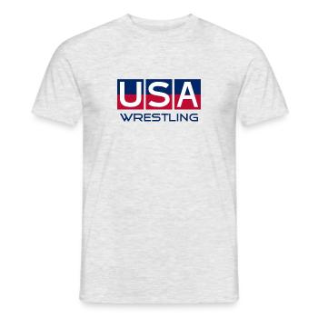 USA Wrestling - National Colors - United States - Men's T-Shirt - heather grey - Front - AI Model Male 178 dark (178cm)