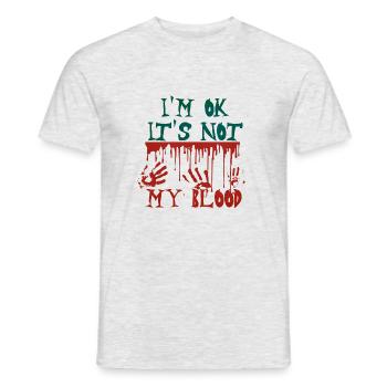 Je suis ok Ce n’est pas mon sang - T-shirt homme - gris chiné - Devant - AI Model Male 178 dark (178cm)
