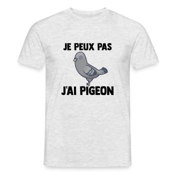 Je peux pas j'ai Pigeon - T-shirt homme - gris chiné - Devant - AI Model Male 178 dark (178cm)