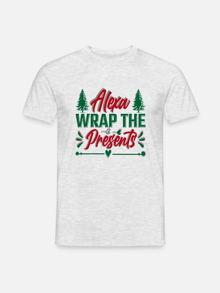 Alexa Wrap the Presents - Männer T-Shirt - Grau meliert