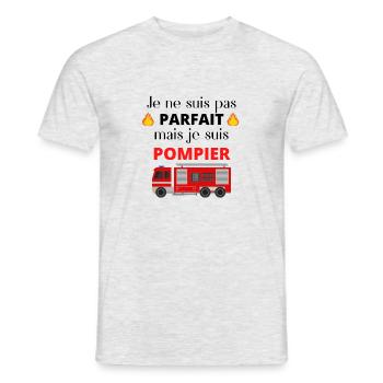 POMPIER - T-shirt homme - gris chiné - Devant - AI Model Male 178 dark (178cm)