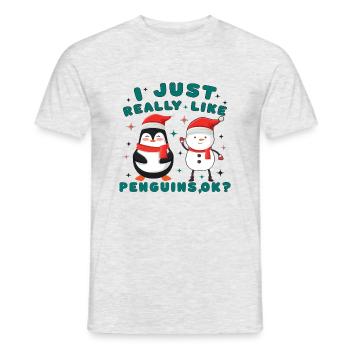 I just really like Penguins, ok? - Men's T-Shirt - heather grey - Front - AI Model Male 178 dark (178cm)