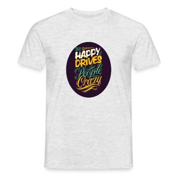 Be Happy - Männer T-Shirt - Grau meliert - Vorne - AI Model Male 178 dark (178cm)