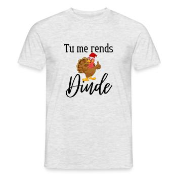 Tu me rends dinde avec dinde de noël - T-shirt homme - gris chiné - Devant - AI Model Male 178 dark (178cm)