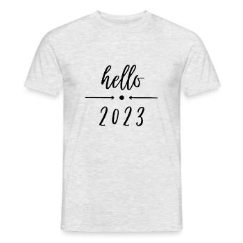 hello 2023 - hello party, New Year's Eve - Men's T-Shirt - heather grey - Front - AI Model Male 178 dark (178cm)