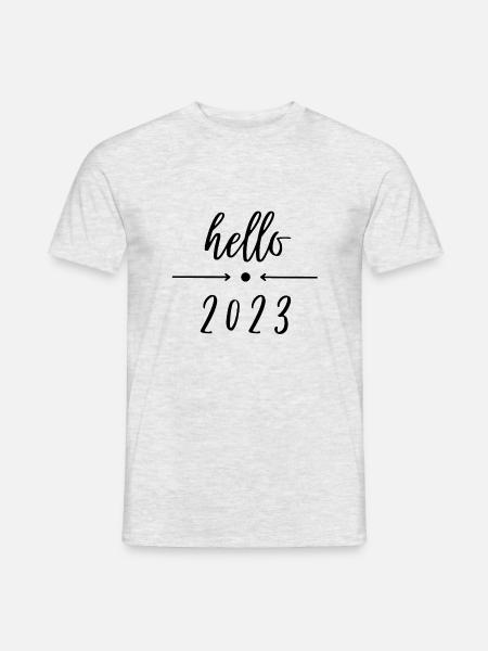 hello 2023 - hello party, Silvester - Männer T-Shirt - Grau meliert