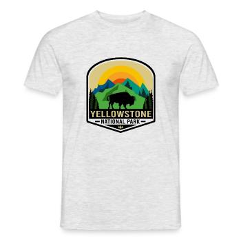 Parc national de Yellowstone - T-shirt homme - gris chiné - Devant - AI Model Male 178 dark (178cm)