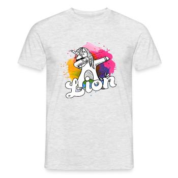 LION - Beautiful Boy Name with Cool Unicorn - Men's T-Shirt - heather grey - Front - AI Model Male 178 dark (178cm)