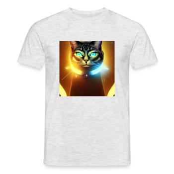 The Universe Cat - Men's T-Shirt - heather grey - Front - AI Model Male 178 dark (178cm)
