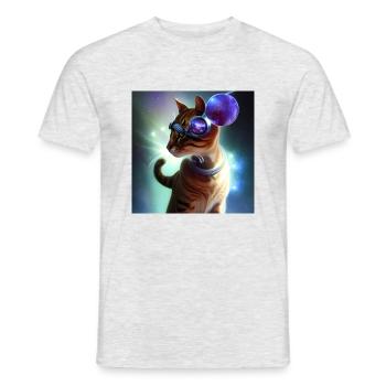 The Universe Cat - Men's T-Shirt - heather grey - Front - AI Model Male 178 dark (178cm)