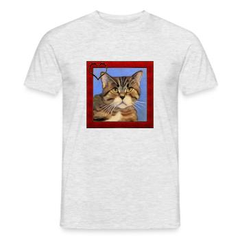 Katzenportrait 4 - Männer T-Shirt - Grau meliert - Vorne - AI Model Male 178 dark (178cm)