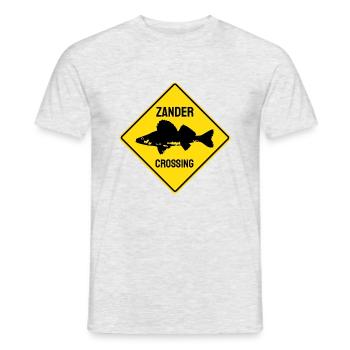 ZANDER CROSSING - Anglergeschenk - Angeln - Männer T-Shirt - Grau meliert - Vorne - AI Model Male 178 dark (178cm)