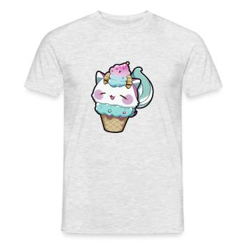 Süße Eis Waffel Anime Katze Manga Cartoon - Männer T-Shirt - Grau meliert - Vorne - AI Model Male 178 dark (178cm)