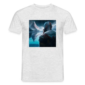 Kratos in front of the mountains - Men's T-Shirt - heather grey - Front - AI Model Male 178 dark (178cm)
