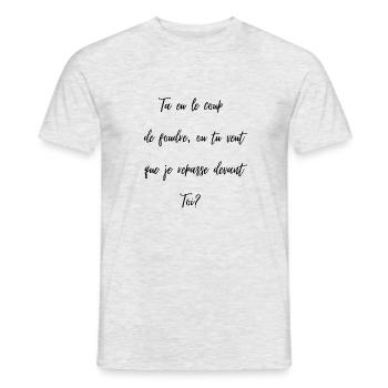 Ta eu le coup de foudre ou je repasse devant toi. - T-shirt homme - gris chiné - Devant - AI Model Male 178 dark (178cm)