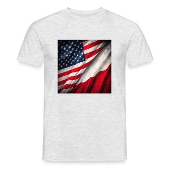 USA and Poland - Männer T-Shirt - Grau meliert - Vorne - AI Model Male 178 dark (178cm)