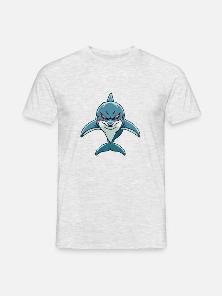 Krok der gefährliche Delfin - Männer T-Shirt - Grau meliert