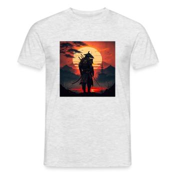 Samurai geht in den Sonnenaufgang Geschenk - Männer T-Shirt - Grau meliert - Vorne - AI Model Male 178 dark (178cm)