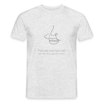 Paroles valorisantes Language de l amour - T-shirt homme - gris chiné - Devant - AI Model Male 178 dark (178cm)