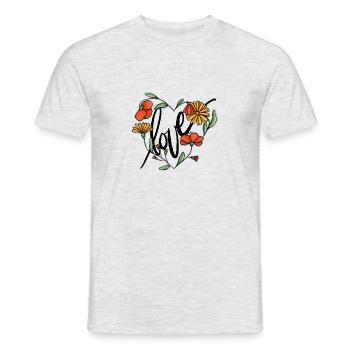 Amour du cœur des fleurs - T-shirt homme - gris chiné - Devant - AI Model Male 178 dark (178cm)