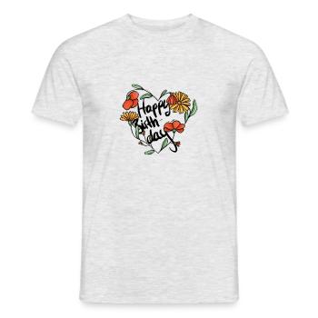 Coeur de fleurs Joyeux anniversaire anniversaire - T-shirt homme - gris chiné - Devant - AI Model Male 178 dark (178cm)