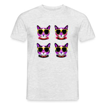 Cat Glasses Purple - Men's T-Shirt - heather grey - Front - AI Model Male 178 dark (178cm)