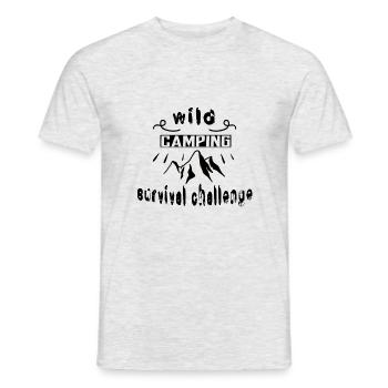 Wild Camping Survival Challenge - T-shirt homme - gris chiné - Devant - AI Model Male 178 dark (178cm)