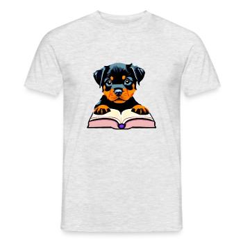 Hunde Bücher Rottweiler Buch Lesen Hundehalter - Männer T-Shirt - Grau meliert - Vorne - AI Model Male 178 dark (178cm)