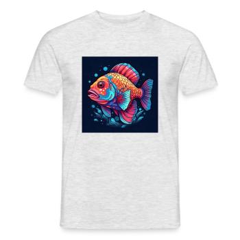 Wunderschöner Bunter Fisch schwimmt im Meer - Männer T-Shirt - Grau meliert - Vorne - AI Model Male 178 dark (178cm)