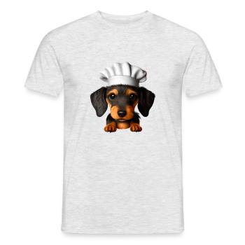 Teckel chien cuisine chiens teckel chiot restaurateur - T-shirt homme - gris chiné - Devant - AI Model Male 178 dark (178cm)