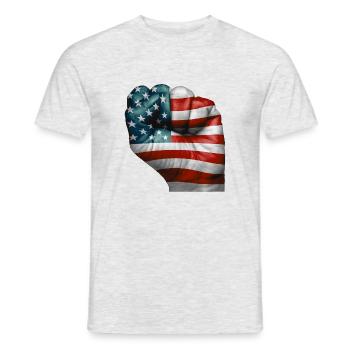 Drapeau américain peint sur un poing - USA - T-shirt homme - gris chiné - Devant - AI Model Male 178 dark (178cm)