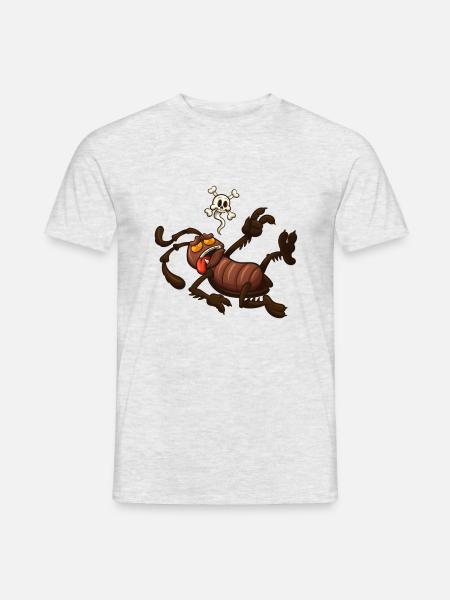 Død tegneserie kakerlak - Mænd T-shirt - grå meleret