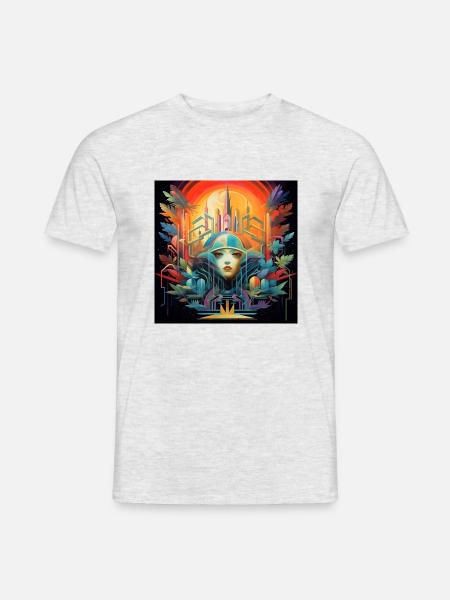 Lineal Design Jungle Warrior Neon - Mænd T-shirt - grå meleret