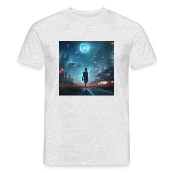 Girl Walking at Moonlight - Men's T-Shirt - heather grey - Front - AI Model Male 178 dark (178cm)