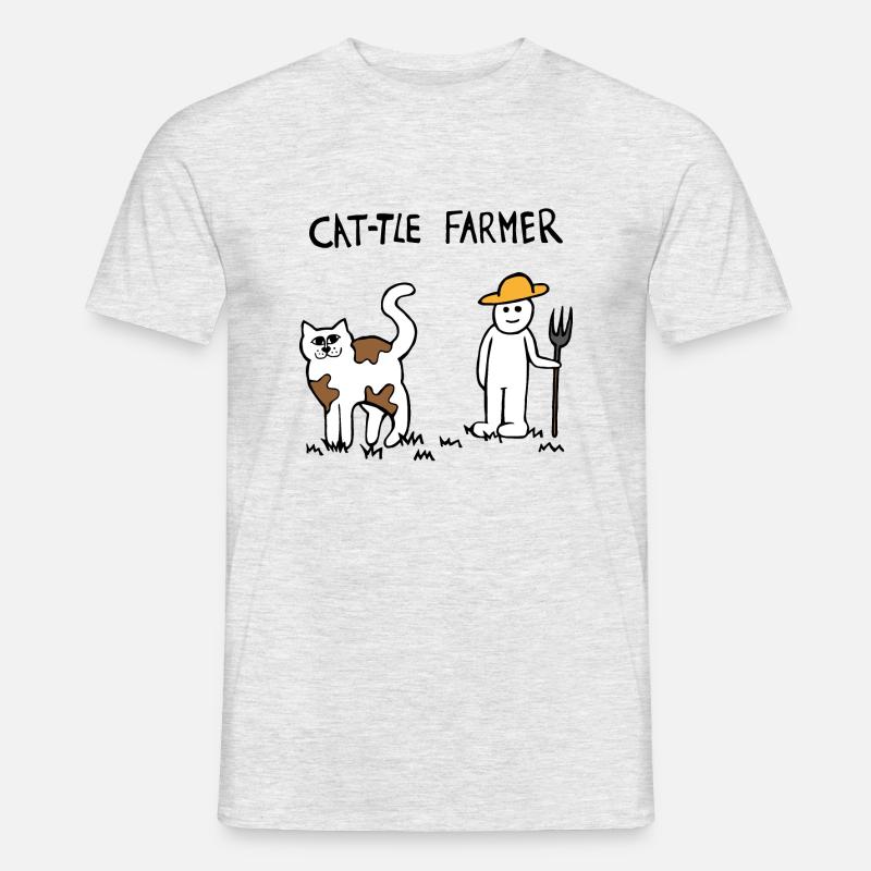 Rinder Katze Bauer - Männer T-Shirt - Grau meliert