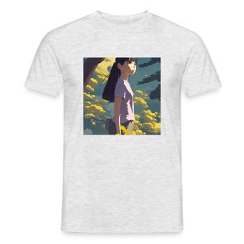 Anime Girl Forrest - Männer T-Shirt - Grau meliert - Vorne - AI Model Male 178 dark (178cm)