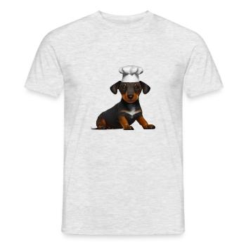 Dachshund Hunde Gastronom Hund Dackelwelpe Kochen - Männer T-Shirt - Grau meliert - Vorne - AI Model Male 178 dark (178cm)