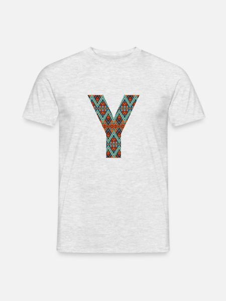 Buchstabe Y- Boho-Design, buntes Monogramm - Männer T-Shirt - Grau meliert