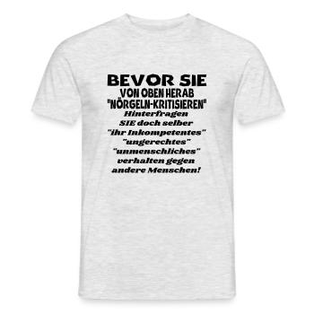verhalten gegen andere Menschen - Männer T-Shirt - Grau meliert - Vorne - AI Model Male 178 dark (178cm)