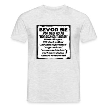 verhalten gegen andere Menschen - Männer T-Shirt - Grau meliert - Vorne - AI Model Male 178 dark (178cm)