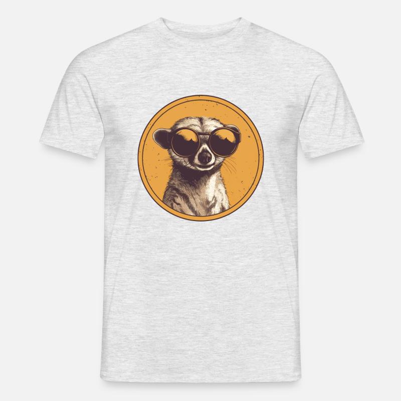 Erdmännchen mit Sonnenbrille, Suricate - Männer T-Shirt - Grau meliert