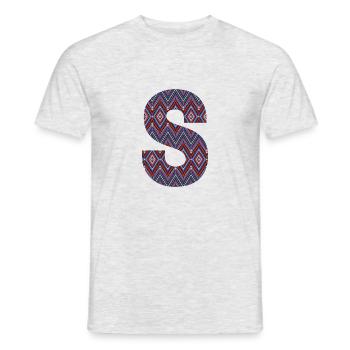 Monogramm Buchstabe S - geometrisches Muster - Männer T-Shirt - Grau meliert - Vorne - AI Model Male 178 dark (178cm)