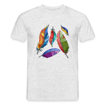 Feder - Männer T-Shirt - Grau meliert - Vorne - AI Model Male 178 dark (178cm)